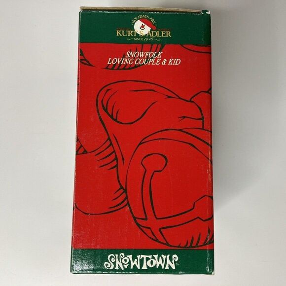 Kurt S Adler Snowtown Snowfolk Loving Couple & Kid Figure snowman carolers - Picture 11 of 11